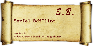Serfel Bálint névjegykártya